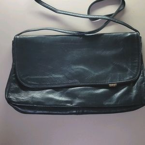 SAS Blue Leather Clutch Purse w/ strap